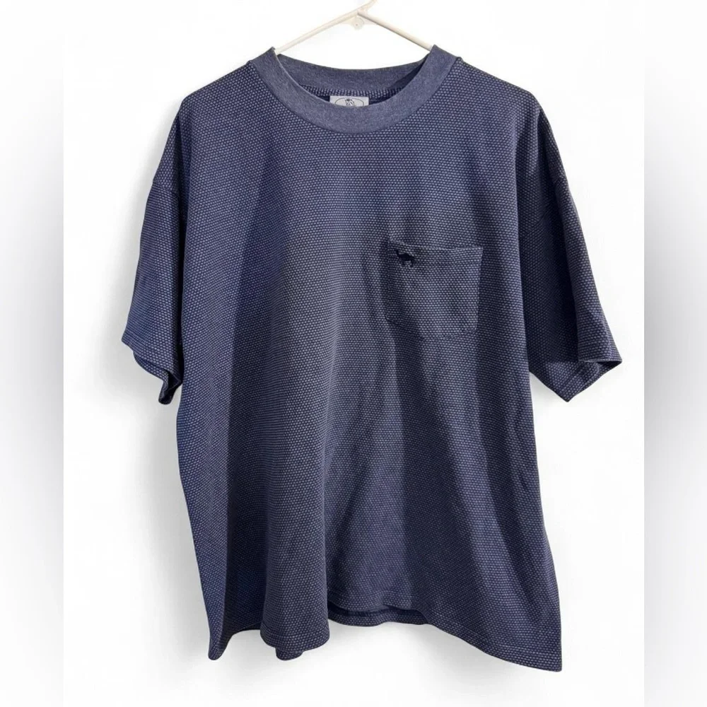 Rare Vintage 1996 Camel Blue Textured Pocket Tee Made USA XL Cotton Blend
